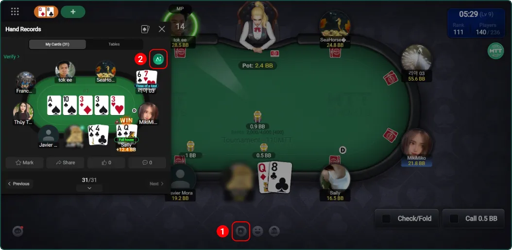 MTT Sports Tiene 1 Función De IA Para Revisar Manos De Poker