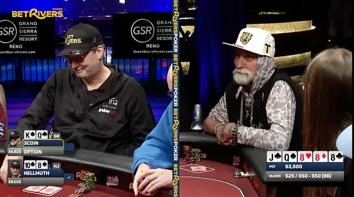 Phil Hellmuth ganó un pozo con poker de ochos en su propio show