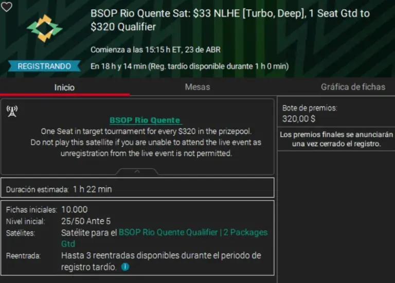Satelites Pokerstars Bsop