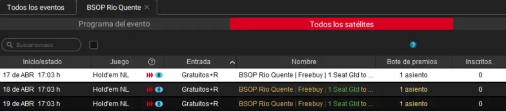 Freerolls Rumbo Al Mega Satélite