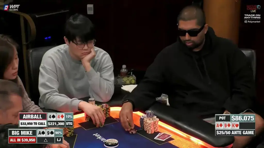 Hustler Casino Live: called an all-in with a pair of 4s and ended up making a flush for US$120K