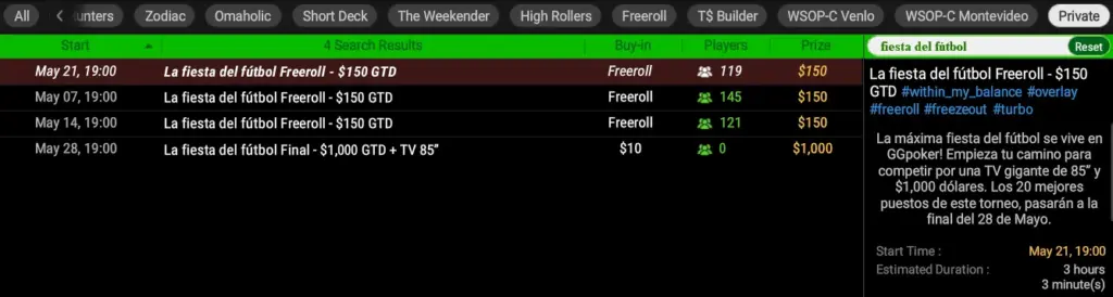 Ggpoker Freerolls Futbol