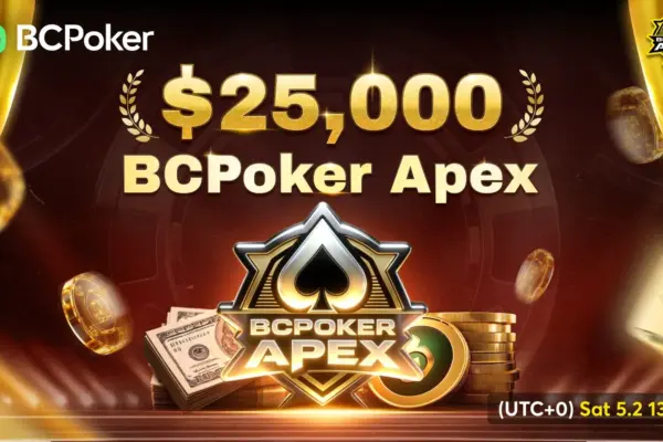 Apex de $25.000: El evento mensual de BCPoker este sábado