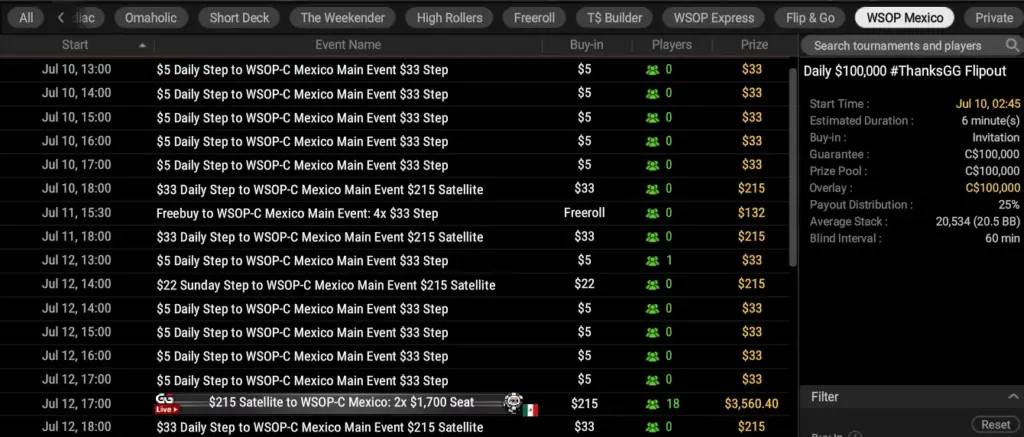 Agenda De Satélites En Ggpoker Rumbo Al Wsop-C México.